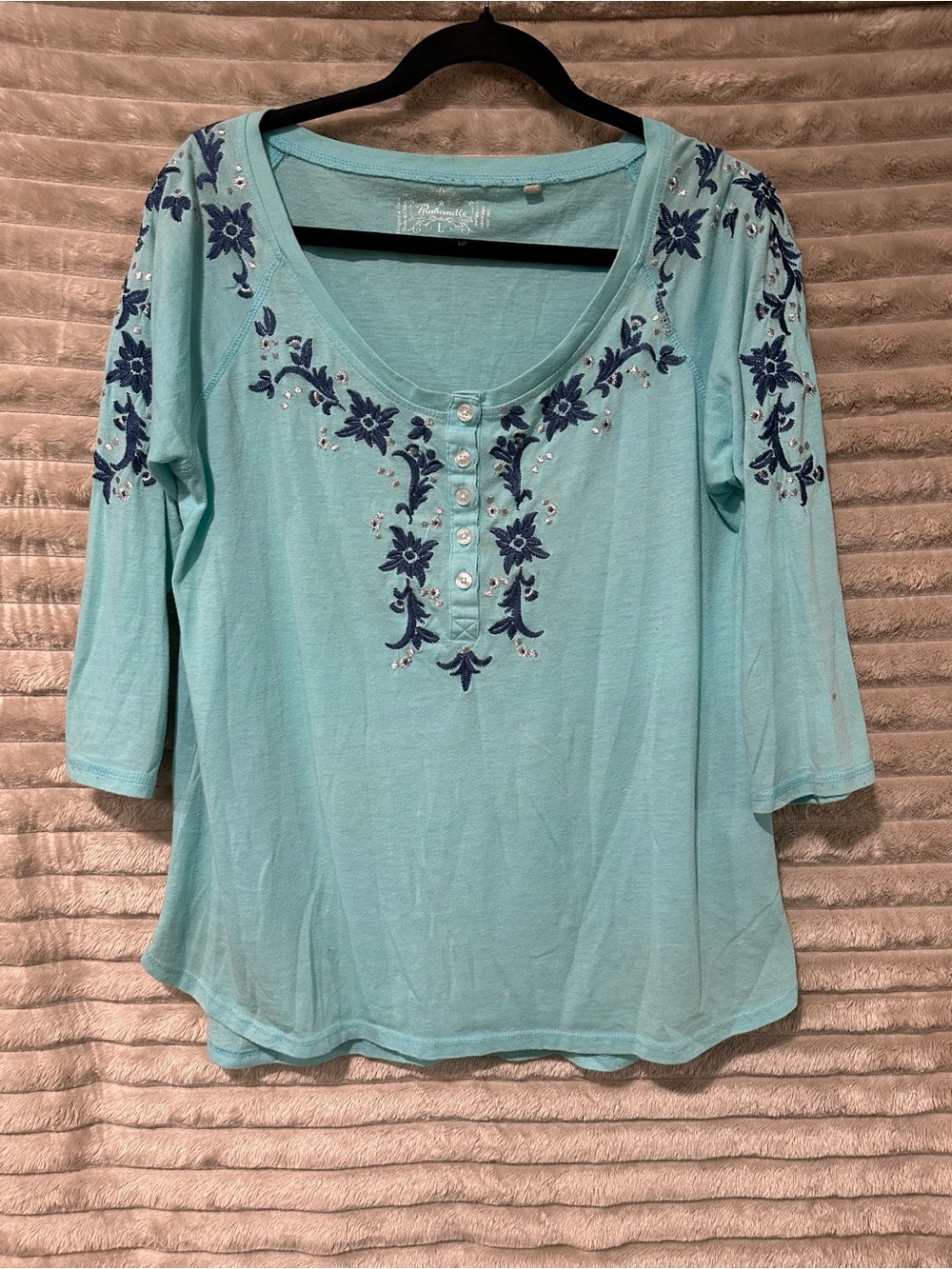 Panhandle Embroidered Scoop-Neck Long Sleeve top